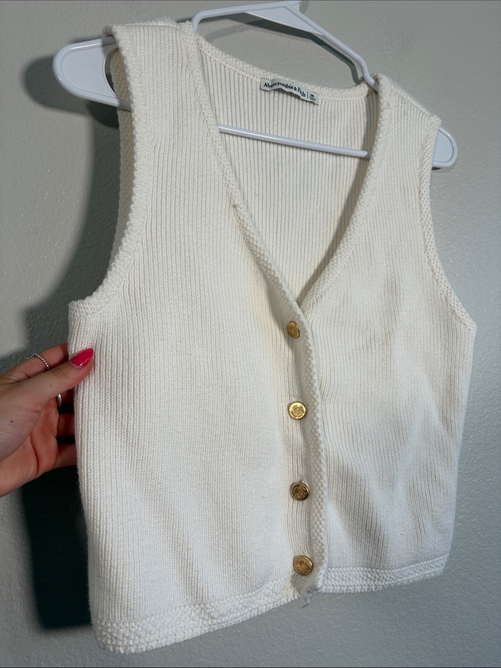 Abercrombie Mara Sweater Vest in Ivory / Gold - M - Picture 3 of 5